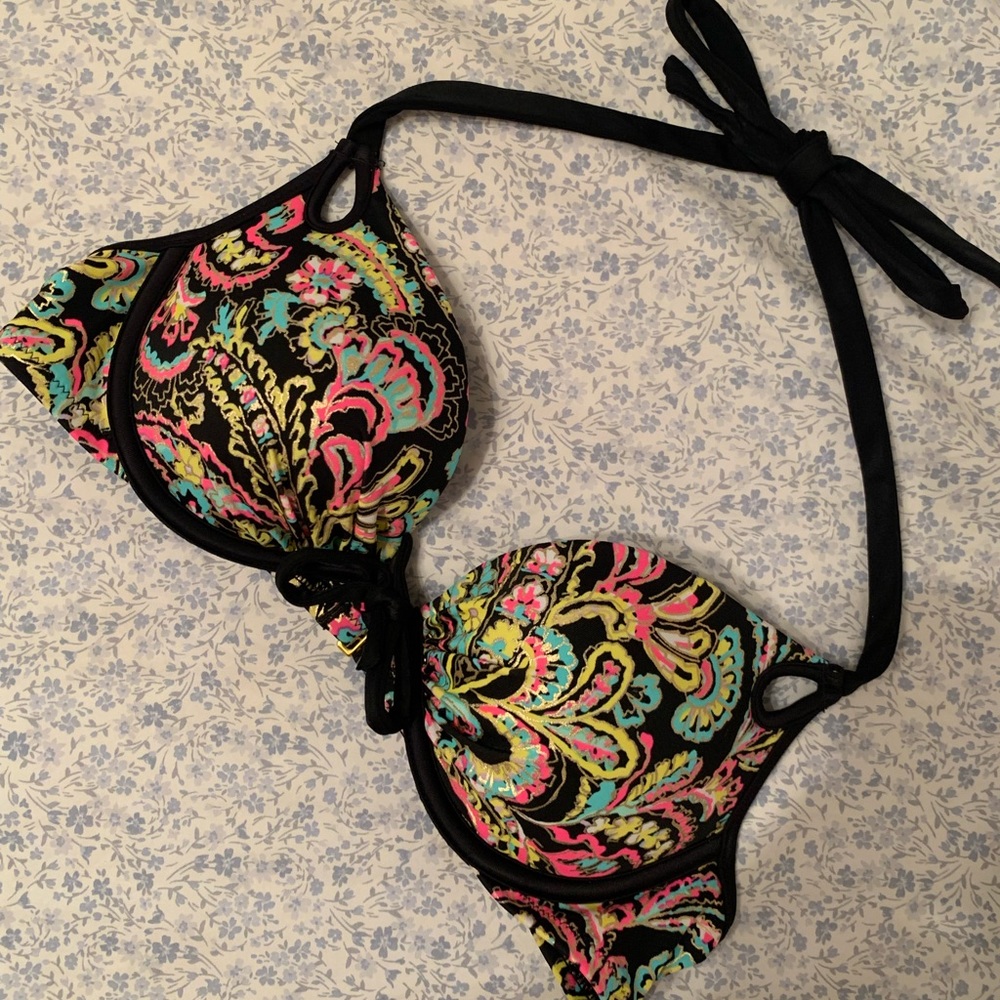 Victoria's Secret Black Paisley 34B Push-Up Bikini Top